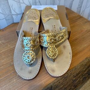 Palm Beach Sandals Gold Made in USA Women's 7.5- GUC